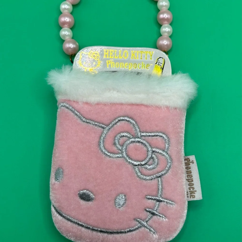 Vtg Hello Kitty phone pouches with pearl and chain handles Y2K Retro Coquette